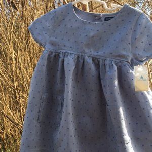 100%, Cotton, Gap, Baby Dress, in Pale Blue/ Grey with French flair 18-24 mnths